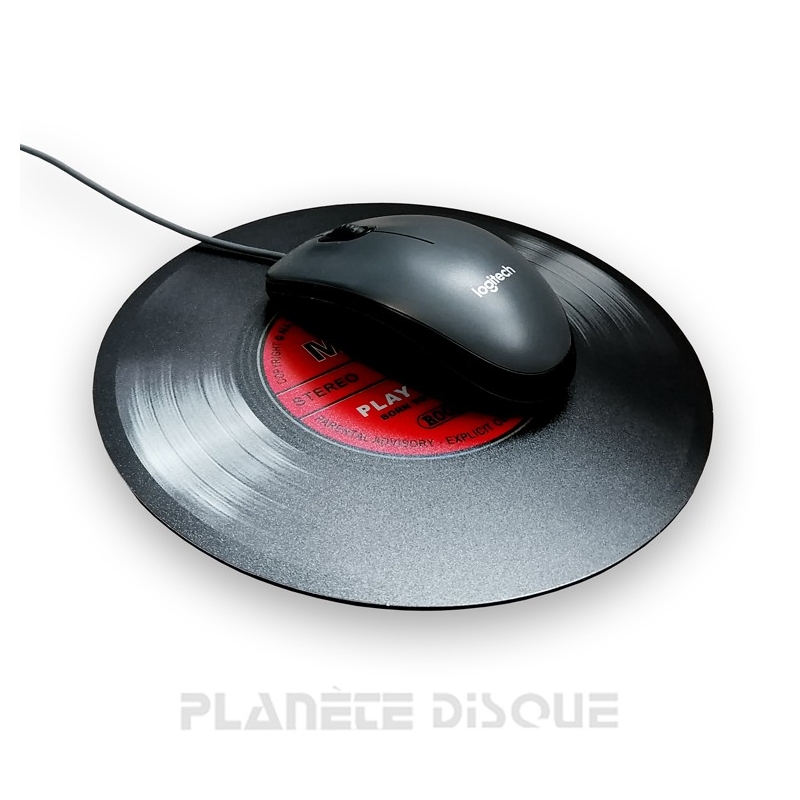 Tapis de souris en forme d'un disque vinyle rouge