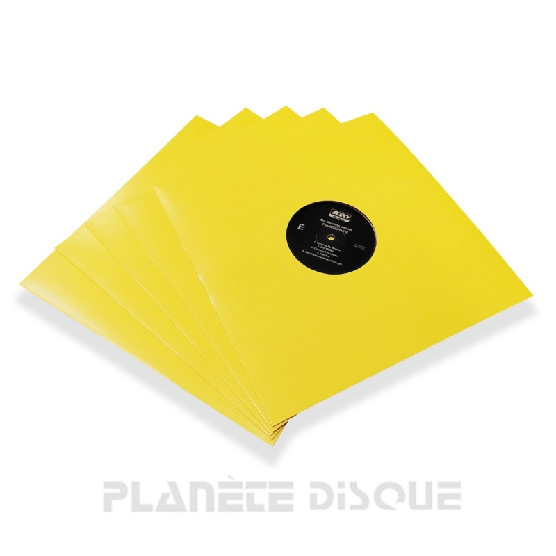 10 Pochettes carton Discobag avec trou 33T jaunes